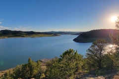 Trinidad-Lake-State-Park-sun-setting-over-lake